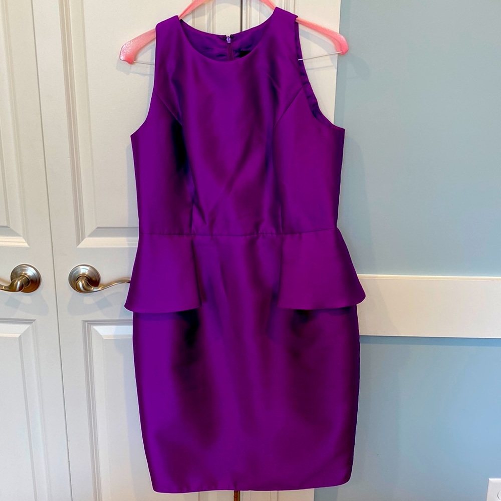 Carmen Marc Valvo purple peplum cocktail dress size 14